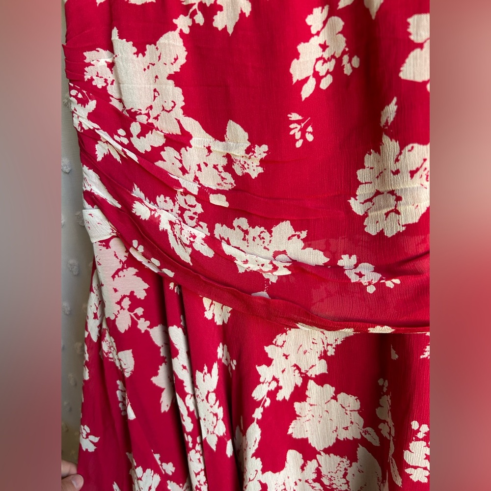 NWT AllSaints Caris‎ Lea Dress Midi Short Sleeve Floral Sz 6 Hot Pink - Picture 3 of 5